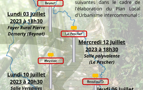 Dates et lieux des réunions publiques PLUi sur le territoire