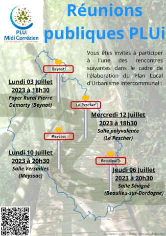 Dates et lieux des réunions publiques PLUi sur le territoire